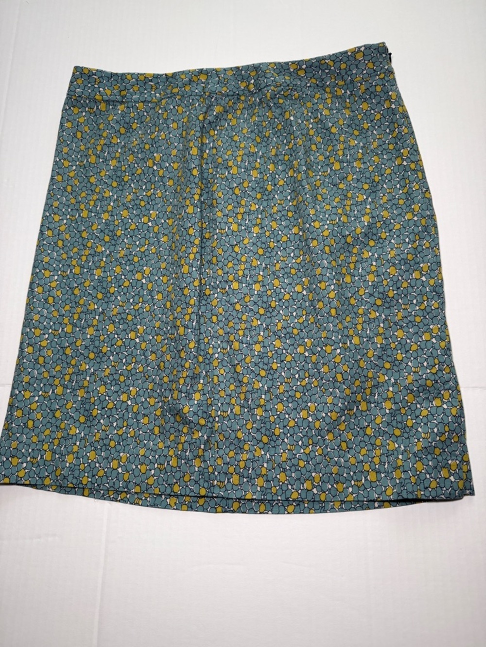 Talbots Teal Floral Pencil Skirt with Mustard Accents